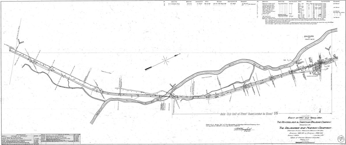 1916 D&H Track Chart: Saratoga Div Washington Branch in New York, Map ...